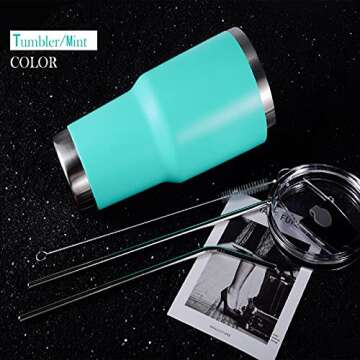 Toopify 30 oz Stainless Steel Insulated Tumbler Travel Mug with Straw Slider Lid, Cleaning Brush, Double Wall Vacuum