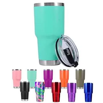 Toopify 30 oz Stainless Steel Insulated Tumbler Travel Mug with Straw Slider Lid, Cleaning Brush, Double Wall Vacuum