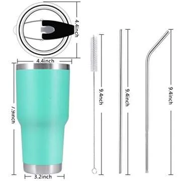 Toopify 30 oz Stainless Steel Insulated Tumbler Travel Mug with Straw Slider Lid, Cleaning Brush, Double Wall Vacuum