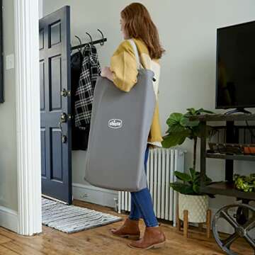 Chicco LullaGo® Anywhere Portable Bassinet, Lightweight, Space-Saving Baby Bassinet with Waterproof Mattress and Fitted Sheet, Travel Bassinet for Baby Includes Carry Bag | Sandstone/Grey