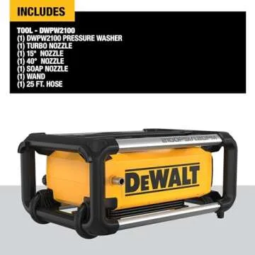DEWALT Electric Pressure Washer, 2100 PSI, Jobsite Power Washer (DWPW2100) Yellow