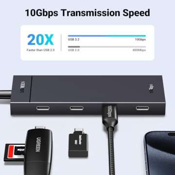 UGREEN USB C Hub, 10Gbps 4 in 1 USB 3.2 Adapter with 4 USB-C 3.2, 4 Ports USB C Splitter Extender fo...
