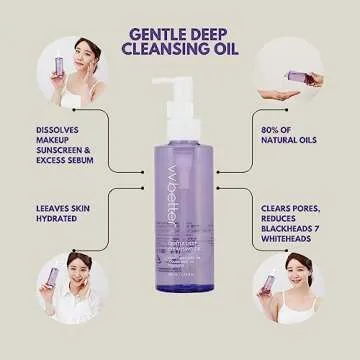 VVBETTER Gentle Deep Korean Cleansing Oil for Face - Makeup Remover with 80% Plant-Derived Oils - Hypoallergenic Facial Oil Cleanser - Korean Skin Care for All Skin Types - 6.76 fl. oz