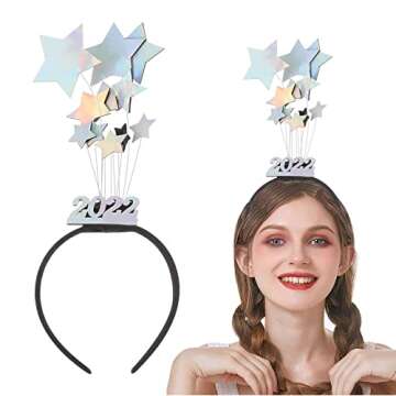 2 Pack Star Headband Graduation Hairband Happy New Year Headbands Celebration Mardi Gras Dress Up Sh...