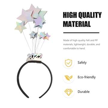 2 Pack Star Headband Graduation Hairband Happy New Year Headbands Celebration Mardi Gras Dress Up Show New Year Eve Glitter Birthday Wedding