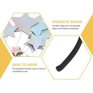 2 Pack Star Headband Graduation Hairband Happy New Year Headbands Celebration Mardi Gras Dress Up Show New Year Eve Glitter Birthday Wedding