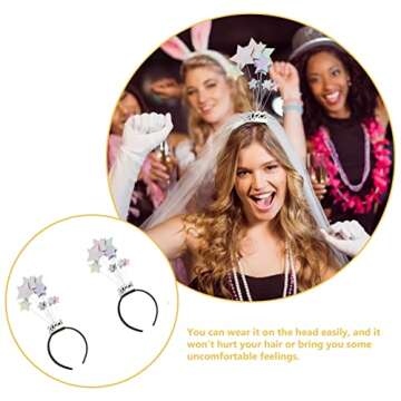 2 Pack Star Headband Graduation Hairband Happy New Year Headbands Celebration Mardi Gras Dress Up Show New Year Eve Glitter Birthday Wedding