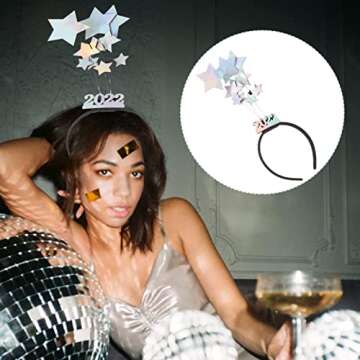 2 Pack Star Headband Graduation Hairband Happy New Year Headbands Celebration Mardi Gras Dress Up Show New Year Eve Glitter Birthday Wedding