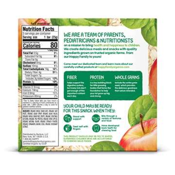 Happy Tot Organics Fiber & Protein Soft-Baked Oat Bars Toddler Snack Apple & Spinach, 0.88 Ounce Bars, 5 Count Box (Pack of 1)