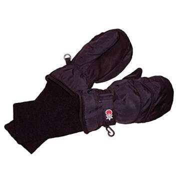 SnowStoppers Kid's Nylon Waterproof Snow Colorful Mittens (Black, Small)