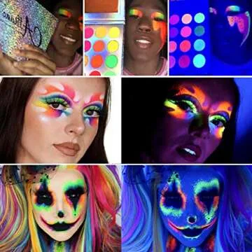 Afflano Neon UV Blacklight Eyeshadow Palette 24 Shades