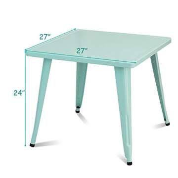 Costzon Kids Steel Table for Indoor/Outdoor Use, Preschool, Bedroom, Playroom, Activity Table for Toddlers Children Boys & Girls(Mint Green, Table)