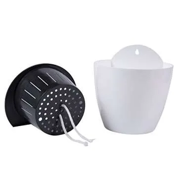 MyGift 7.5 Inch Self Watering Planter Pots, Wall Mounted White Plastic Hanging Planters, Indoor Outdoor Small Flower Cactus Herbs Plant Container Wall Garden Pots, Set of 2