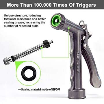 IRRIGLAD Hose Nozzles 2 Pack with More Durable 304 Stainless Steel Flexible Grey Pistol Water Spraye...