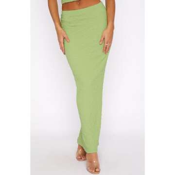 Halfword Women Sexy 2 Piece Outfits Strapless Tube Tops Maxi Skirt Set Y2K Crop top Summer Bodycon Vacation Going Out Green S