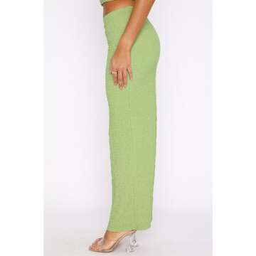 Halfword Women Sexy 2 Piece Outfits Strapless Tube Tops Maxi Skirt Set Y2K Crop top Summer Bodycon Vacation Going Out Green S