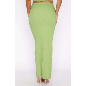 Halfword Women Sexy 2 Piece Outfits Strapless Tube Tops Maxi Skirt Set Y2K Crop top Summer Bodycon Vacation Going Out Green S