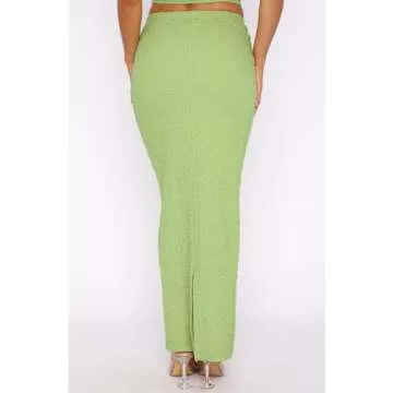 Halfword Women Sexy 2 Piece Outfits Strapless Tube Tops Maxi Skirt Set Y2K Crop top Summer Bodycon Vacation Going Out Green S