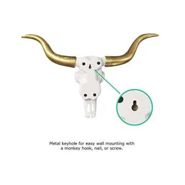 Wall Charmers Mini White + Gold Longhorns Faux Skull