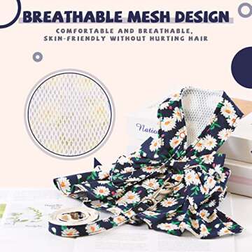 BAEJMJK Dog Dress Bowknot Harness Leash Set for Small Dogs Cats Daisy Floral Girl Dog Dresses Cute Puppy Princess Clothes Pet Doggy Outfits Spring Summer Breathable Dresses (Large, Navy Blue)