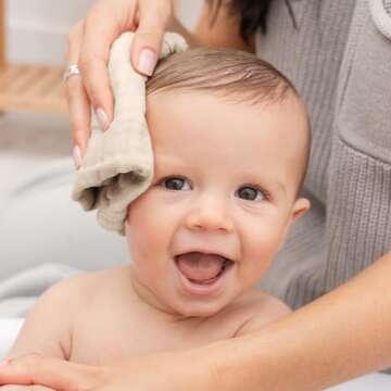 Comfy Cubs Muslin Baby Washcloths 10 Pack - Soft 6-Layer Cotton Wash Cloths for Sensitive Skin - 10"x10" Large, Gentle, Absorbent Infant Essentials for Newborn and Toddlers - (Sand)