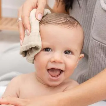 Comfy Cubs Muslin Baby Washcloths 10 Pack - Soft 6-Layer Cotton Wash Cloths for Sensitive Skin - 10"x10" Large, Gentle, Absorbent Infant Essentials for Newborn and Toddlers - (Sand)