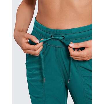 CRZ YOGA Lightweight Workout Joggers for Women, High Waisted Outdoor Running Casual Track Pants with Pockets Green Jade Medium