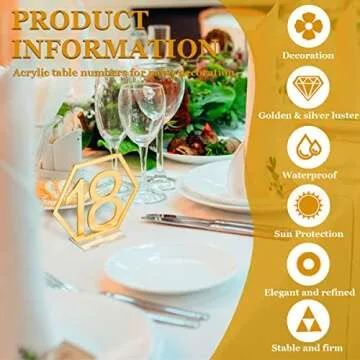 Fashionclubs Table Numbers, 1-20 Wedding Acrylic Table Numbers with Holder Base Party Card Table Hol...