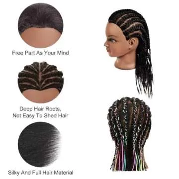 Mannequin Head Human Hair 16-Inch for Training and Styling with Holder