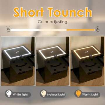 Nosepen Nightstand with Wireless Charging Station & 2 USB, LED Smart Night Stand Bedside Table End Table with 3 Drawers, 3 Color Dimmable, Adjustable Brightness Embedded LED Light Strip for Bedroom