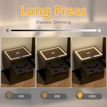 Nosepen Nightstand with Wireless Charging Station & 2 USB, LED Smart Night Stand Bedside Table End Table with 3 Drawers, 3 Color Dimmable, Adjustable Brightness Embedded LED Light Strip for Bedroom