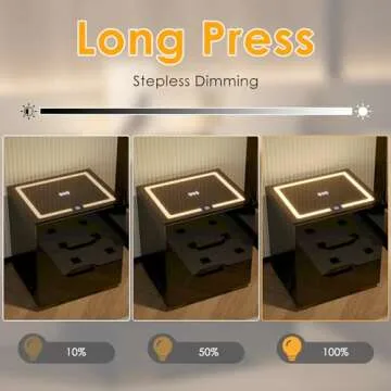 Nosepen Nightstand with Wireless Charging Station & 2 USB, LED Smart Night Stand Bedside Table End Table with 3 Drawers, 3 Color Dimmable, Adjustable Brightness Embedded LED Light Strip for Bedroom