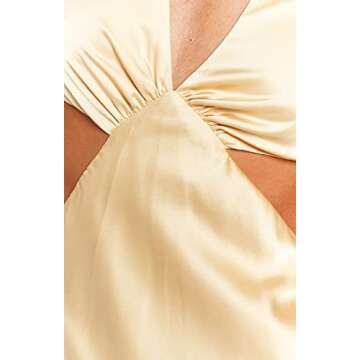 ROAONOCOMO Women Y2K V Neck Maxi Dresses Hollow Out Backless Satin Dress Split Elegant Evening Party Dresses Sexy Clubwear U-apricot