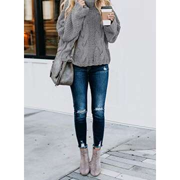 FARYSAYS Cozy Turtleneck Batwing Knit Sweater for Women