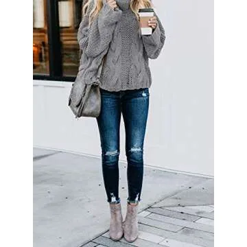 FARYSAYS Cozy Turtleneck Batwing Knit Sweater for Women