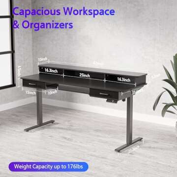 Electric Standing Desk with Keyboard Tray - Ergonomic Workstation