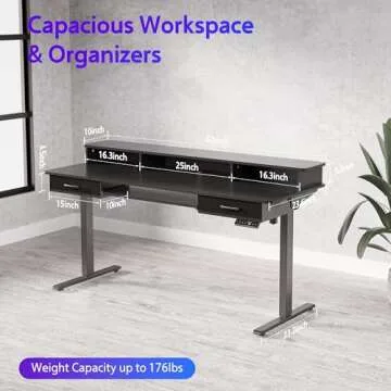 Electric Standing Desk with Keyboard Tray - Ergonomic Workstation