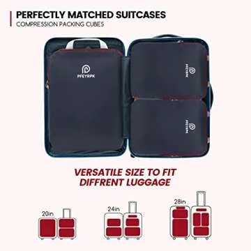 PFEYRPK Ultralight Compression Packing Cubes for Travel,Expandable Packing Organizers for carry on Suitcase With Clear Toiletries Bag and Backpack Bag 7 Set