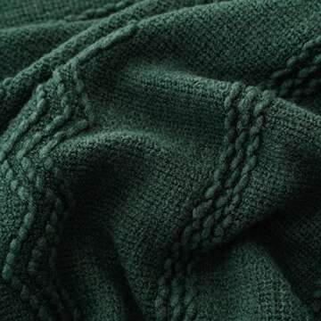 BATTILO HOME Christmas Décor Green Throw Blanket with Fringe, Geometric Bed Throws Dark Green Throws Decorative Throw Blanket for Couch, 50"x60"