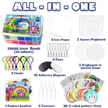 FUNZBO 23000 Fuse Beads Kit 22 Colors 106 Patterns Kids Craft