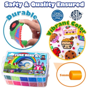 FUNZBO 23000 Fuse Beads Kit 22 Colors 106 Patterns Kids Craft