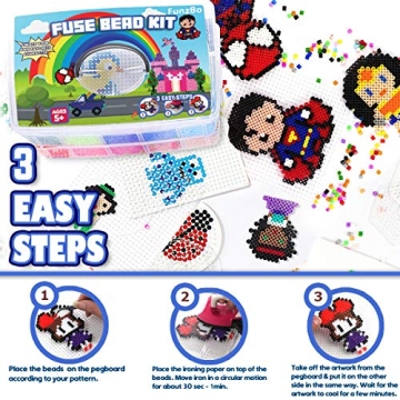 FUNZBO 23000 Fuse Beads Kit 22 Colors 106 Patterns Kids Craft