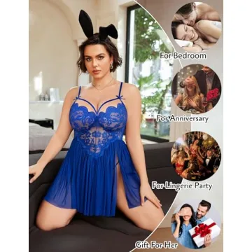 Avidlove Plus Size Lace Babydoll Chemise Sexy Sleepwear