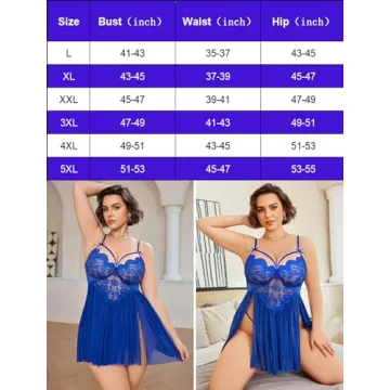 Avidlove Plus Size Lace Babydoll Chemise Sexy Sleepwear