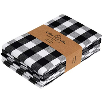 Urban Villa Kitchen Towels Set of 6 Buffalo Checks Black/White 20x30 Inches