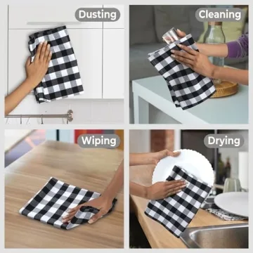 Stylish Urban Villa Kitchen Towels Set of 6 in Buffalo Checks
