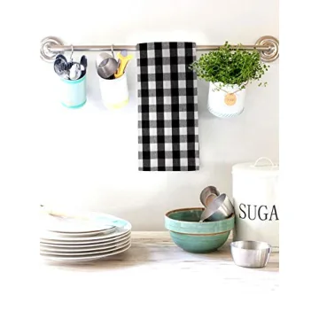 Stylish Urban Villa Kitchen Towels Set of 6 in Buffalo Checks