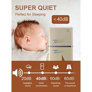 KRIB BLING Compact Refrigerator 2 Door Mini Fridge with Freezer, 3.5 CU FT Removable Glass Shelves Small Drink Food Storage Cooler for Office, Dorm, Apartment, Cream (FLS-80-CREAM)