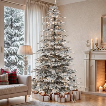 Shop YITAHOME 9FT Pre-Lit Flocked Christmas Tree Now