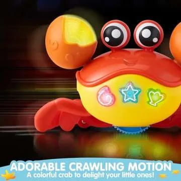 JOYIN Crawling Crab Tummy Time Toy Babies, Interactive Big Walking Crab Toy with Intelligent Sensor, Lights Buttons, Auto-Avoiding Obstacles, Gift for Toddlers
